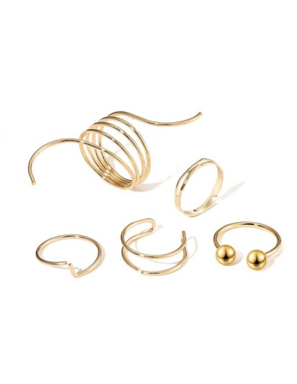 Jewels Galaxy Jewellery For Women Gold-Plated Gold Toned  Rings Set of 5