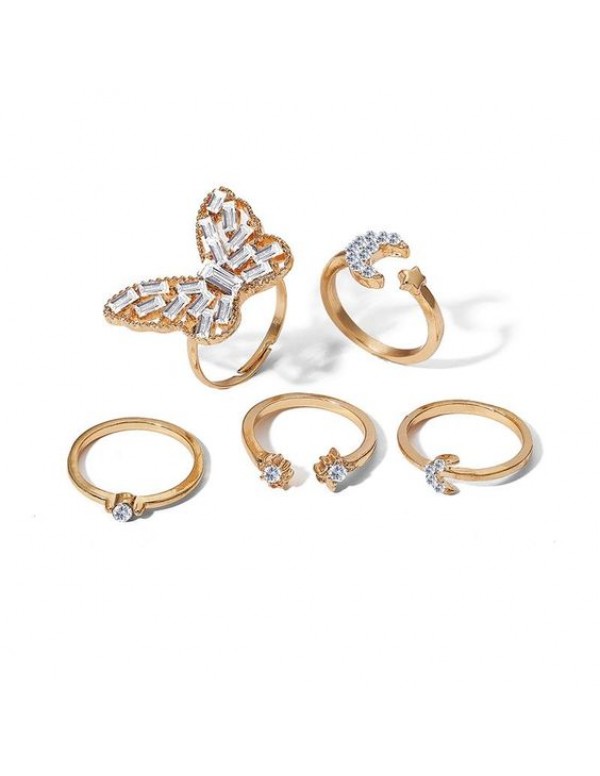 Jewels Galaxy Jewellery For Women Gold Plated Gold Toned  Rings Set of 5