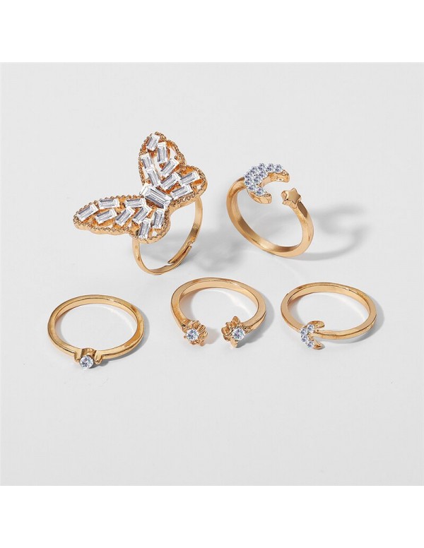Jewels Galaxy Jewellery For Women Gold Plated Gold Toned  Rings Set of 5