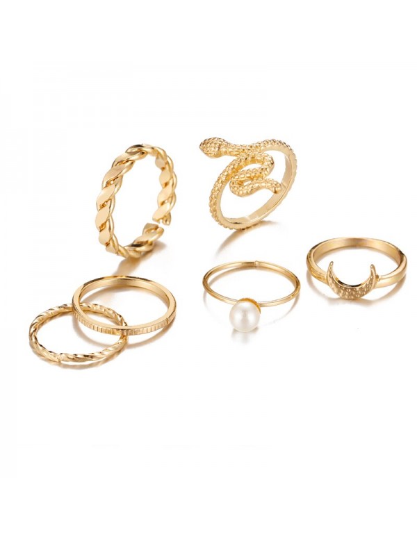 Jewels Galaxy Jewellery For Women Gold Plated Gold-Toned  Rings Set of 6