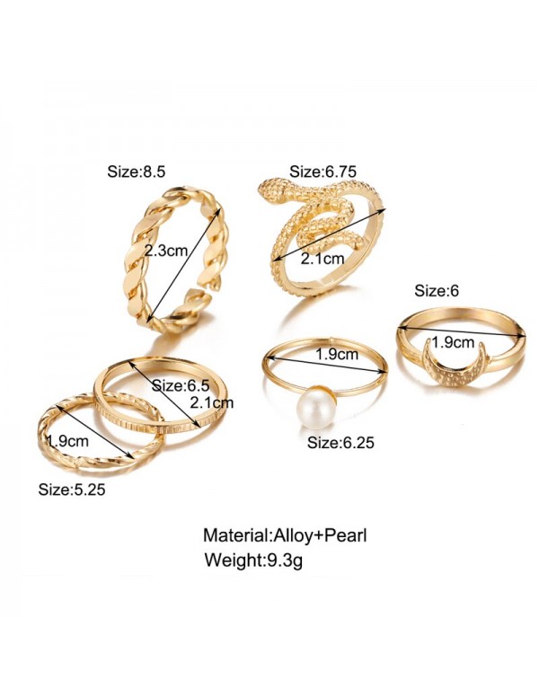 Jewels Galaxy Jewellery For Women Gold Plated Gold-Toned  Rings Set of 6