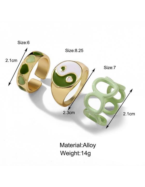 Jewels Galaxy Jewellery For Women Gold Plated Green Stackable Rings Set of 3