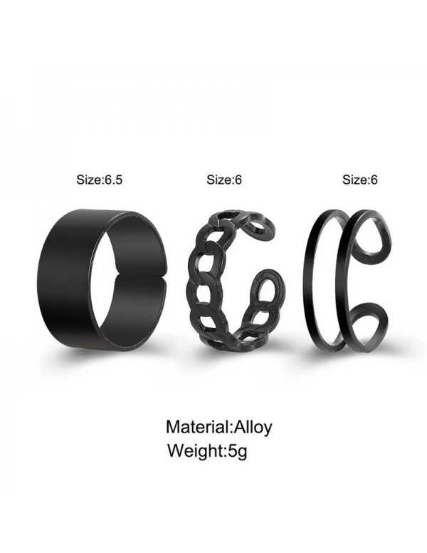 Jewels Galaxy Jewellery For Women Black Silver Plated Contemporary Stackable Rings Set of 3