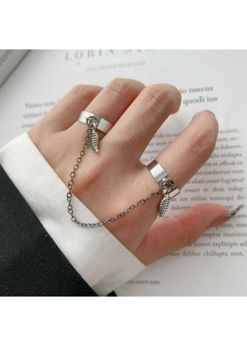 Jewels Galaxy Jewellery For Women Silver-Toned Silver Plated Leaf inspired Chain Rings Set