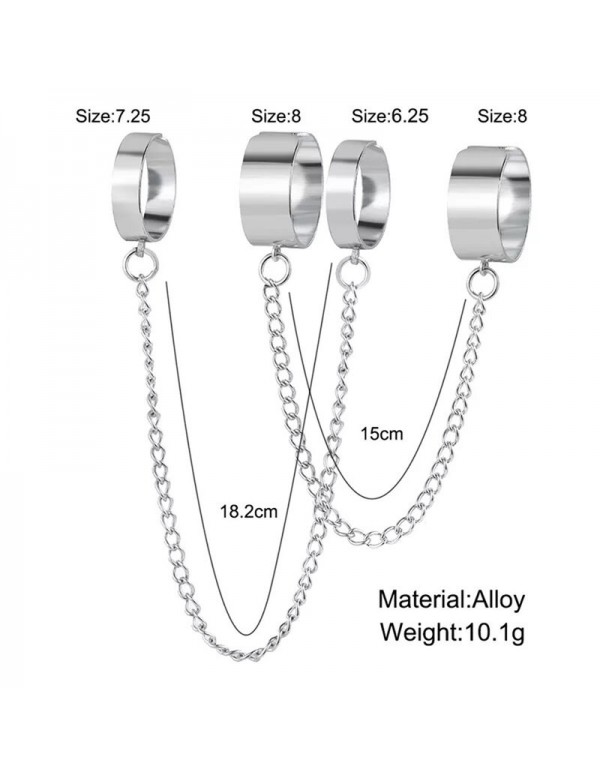 Jewels Galaxy Jewellery For Women Silver-Toned Silver Plated Chain Rings Set