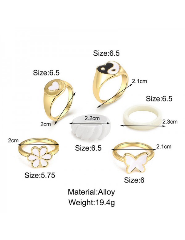 Jewels Galaxy Jewellery For Women Gold Plated Floral Contemporary Stackable Rings Set of 6