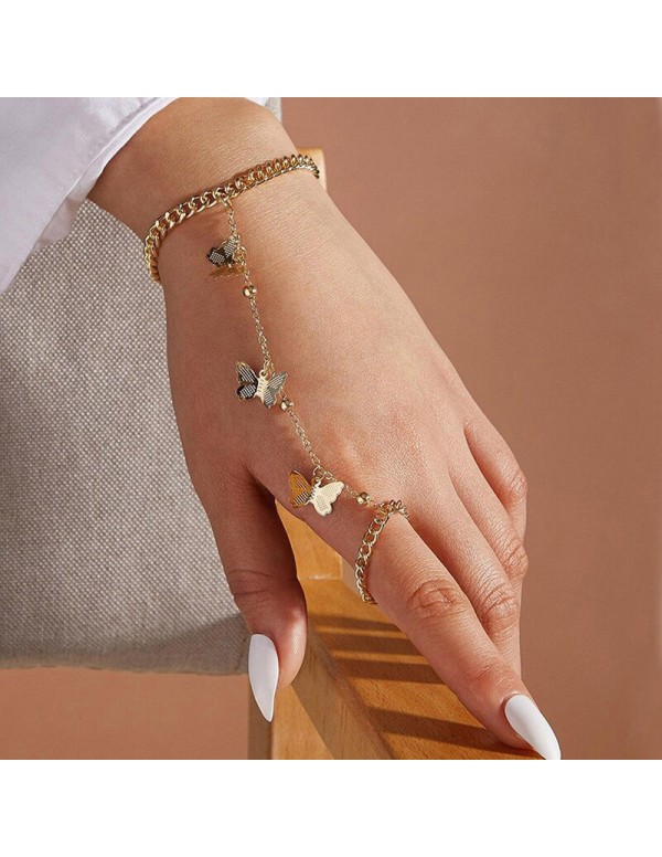 Jewels Galaxy Jewellery For Women Gold Plated Butterfly inspired Contemporary Bracelet Cum Ring