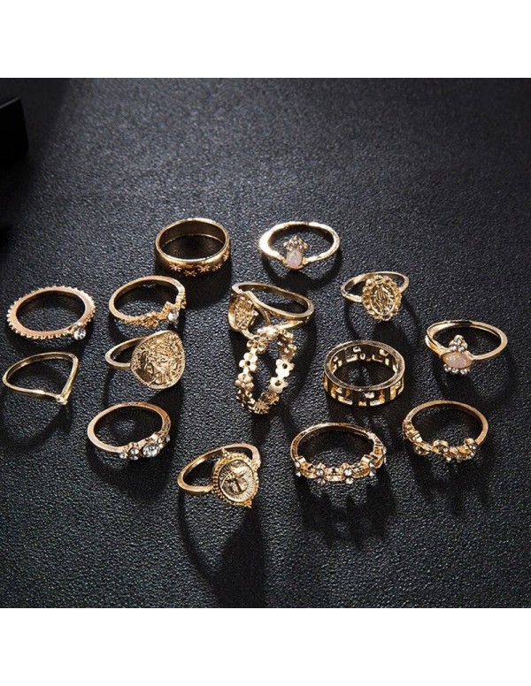 Jewels Galaxy Women Contemporary Stackable Rings Set of 15