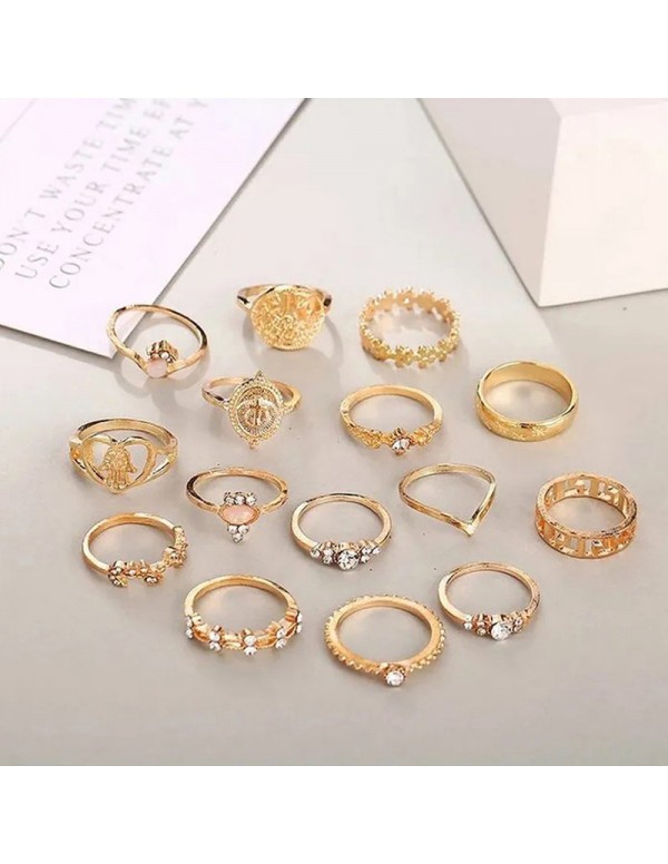 Jewels Galaxy Women Contemporary Stackable Rings Set of 15