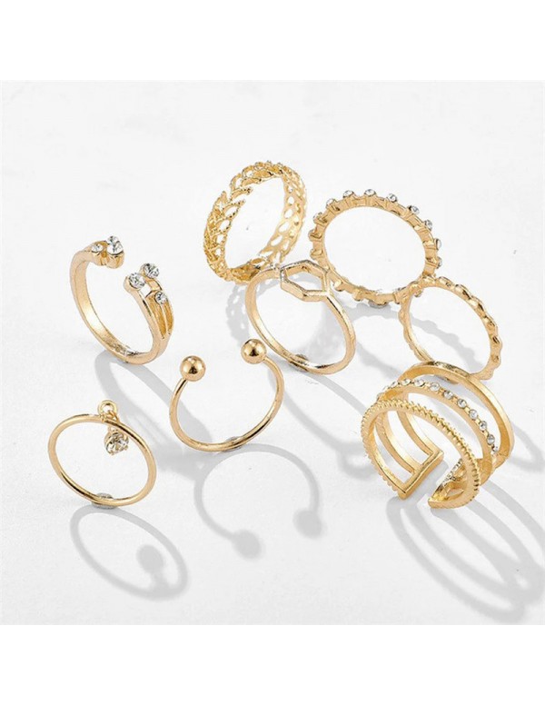 Jewels Galaxy Gold Plated Gold-Toned Contemporary Stackable Rings Set of 8