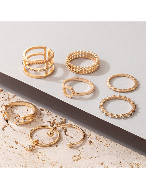 Jewels Galaxy Gold Plated Gold-Toned Contemporary Stackable Rings Set of 8