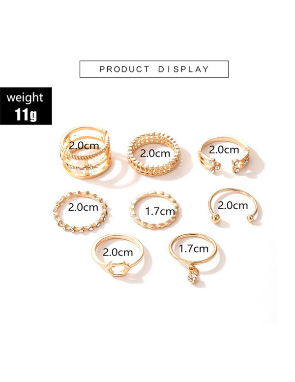 Jewels Galaxy Gold Plated Gold-Toned Contemporary Stackable Rings Set of 8