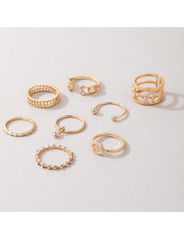 Jewels Galaxy Gold Plated Gold-Toned Contemporary Stackable Rings Set of 8