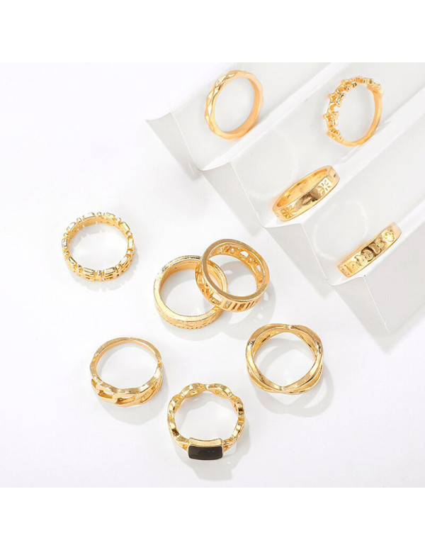 Jewels Galaxy Gold Plated Contemporary Stackable Rings Set of 13