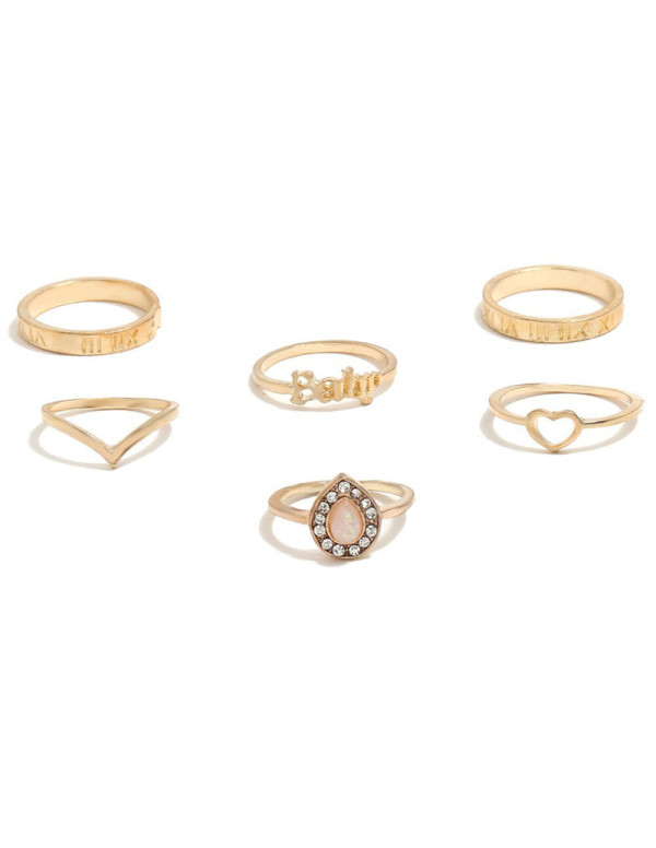 Jewels Galaxy Gold Toned Gold Plated Stackable Rings Set of 7