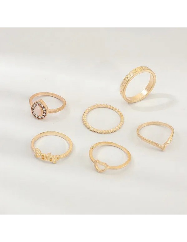 Jewels Galaxy Gold Toned Gold Plated Stackable Rings Set of 7