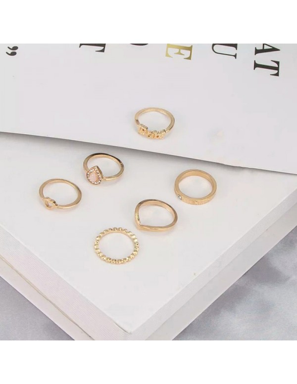 Jewels Galaxy Gold Toned Gold Plated Stackable Rings Set of 7