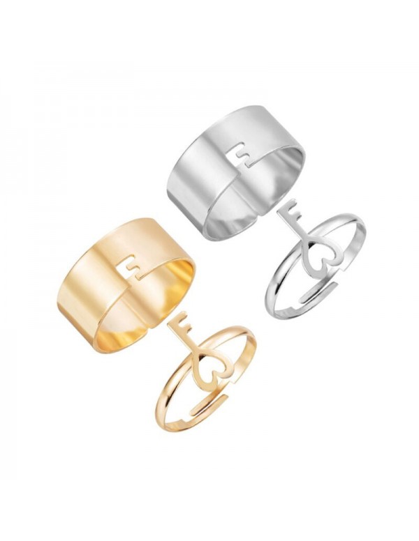 Jewels Galaxy Gold-Silver Plated Heart-Key inspired Stackable Rings Set of 8