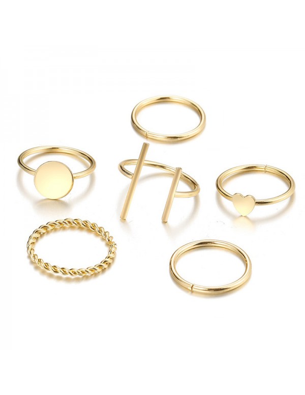 Jewels Galaxy Gold Plated Gold Toned Contemporary Stackable Rings Set of 6
