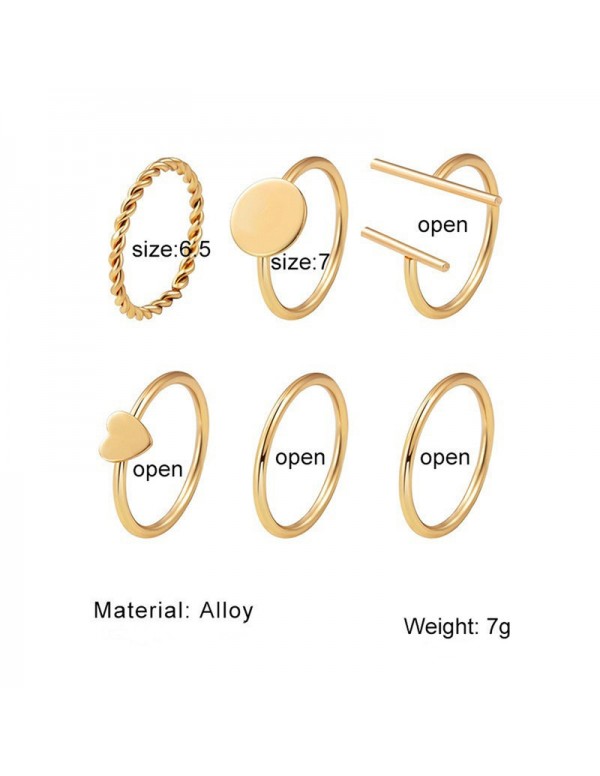 Jewels Galaxy Gold Plated Gold Toned Contemporary Stackable Rings Set of 6