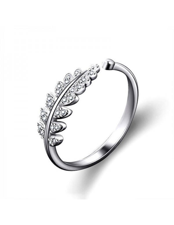 Jewels Galaxy Silver-Plated Stone Studded Handcrafted Adjustable Finger Ring with Rose Box 9935