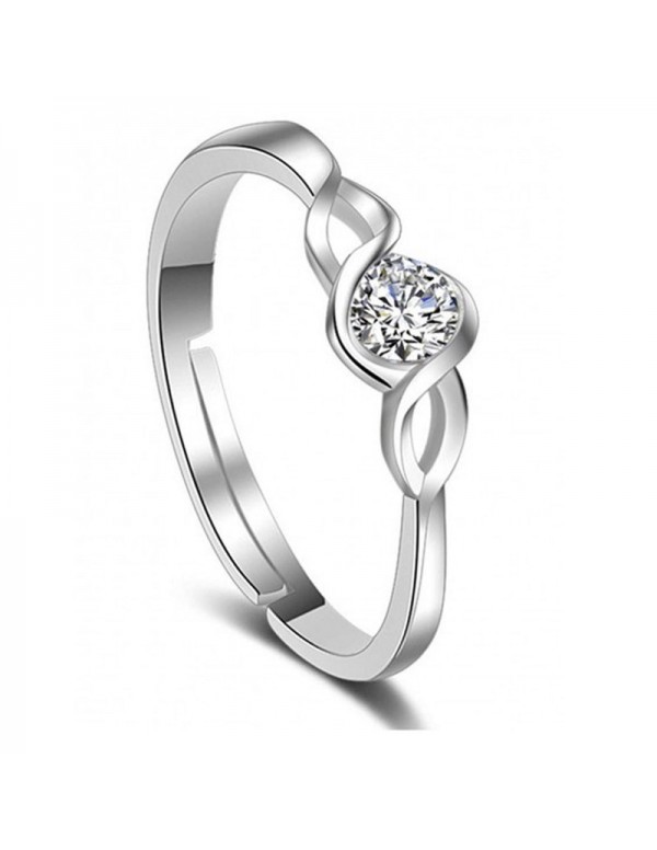 Jewels Galaxy Silver-Plated Stone-Studded Handcrafted Adjustable Finger Ring with Rose Box 9936