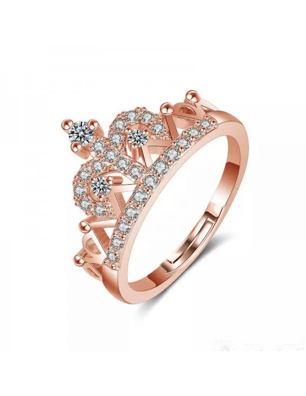 Jewels Galaxy Rose-Gold Plated Stone Studded Handcrafted Adjustable Finger Ring with Rose Box 9951