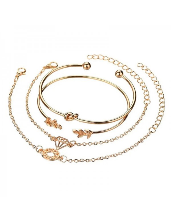 Jewels Galaxy Gold-Plated Gold-Toned Set of 4 Contemporary Stackable Bracelet Set