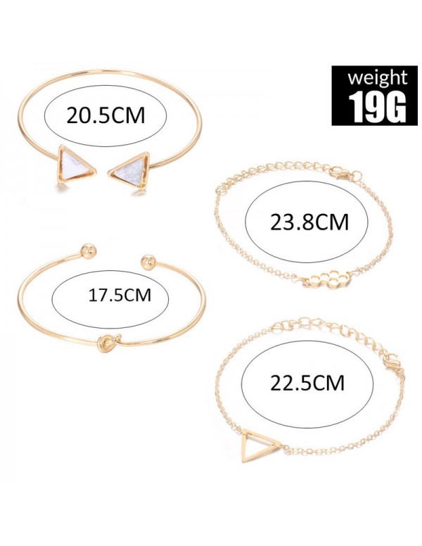 Jewels Galaxy Gold Plated Gold-Toned Set of 4 Contemporary Stackable Korean Bracelet Set