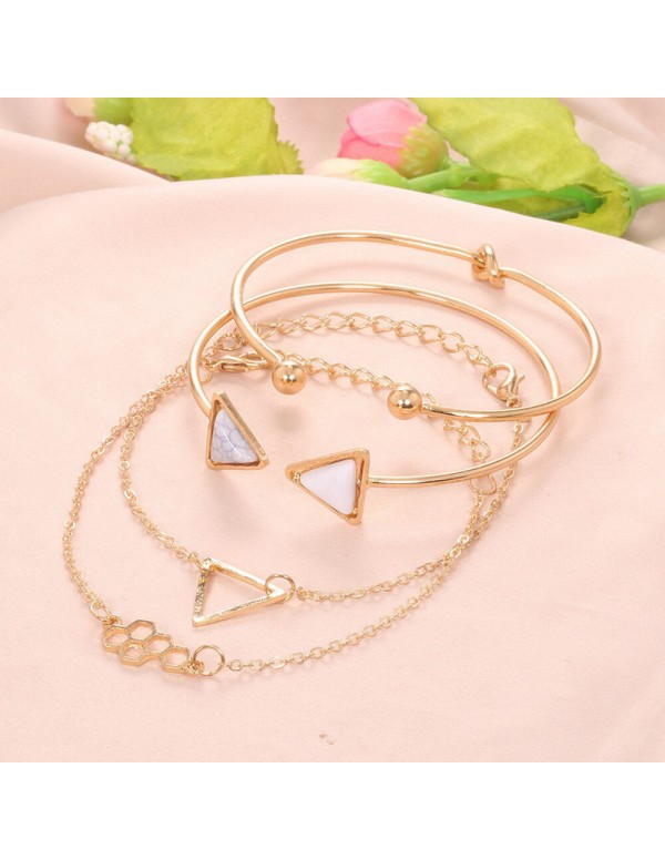 Jewels Galaxy Gold Plated Gold-Toned Set of 4 Contemporary Stackable Korean Bracelet Set