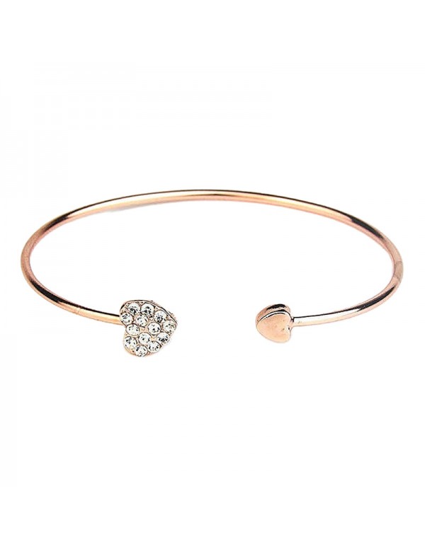Jewels Galaxy Stunning AD Gold Plated Contemporary Heart themed Cuff Bracelet for Women/Girls
