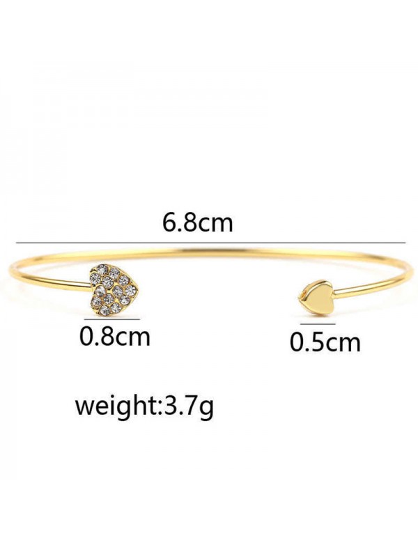 Jewels Galaxy Stunning AD Gold Plated Contemporary Heart themed Cuff Bracelet for Women/Girls