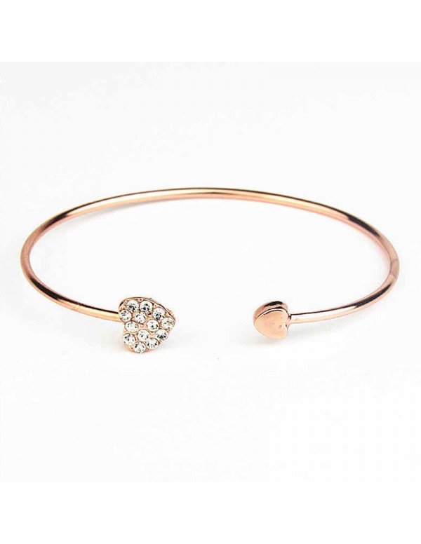 Jewels Galaxy Stunning AD Gold Plated Contemporary Heart themed Cuff Bracelet for Women/Girls