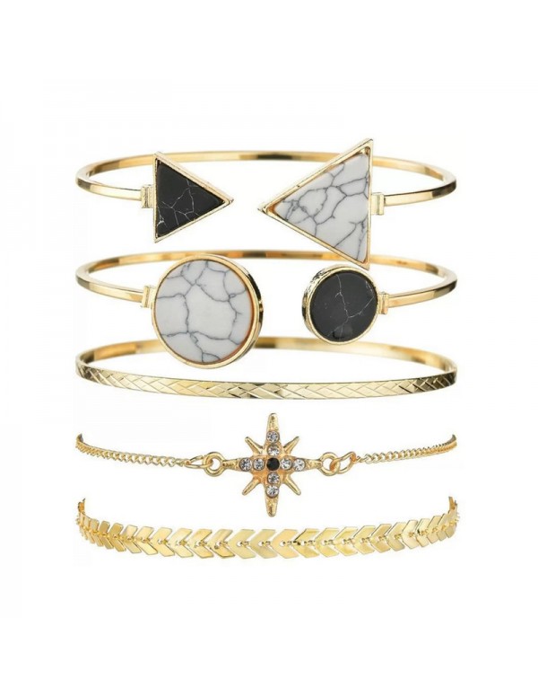 Jewels Galaxy Gold Plated Geometric Set of 5 Stack...