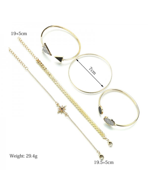 Jewels Galaxy Gold Plated Geometric Set of 5 Stackable Korean Bracelet Set