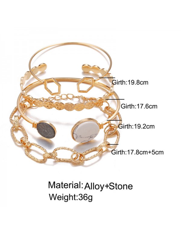 Jewels Galaxy Gold Plated Geometric Set of 4 Stackable Korean Bracelet Set