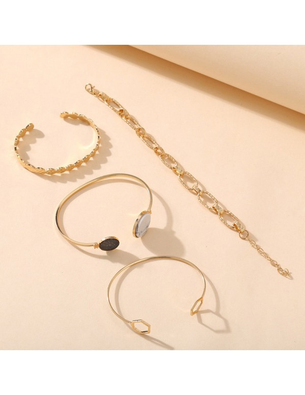 Jewels Galaxy Gold Plated Geometric Set of 4 Stackable Korean Bracelet Set