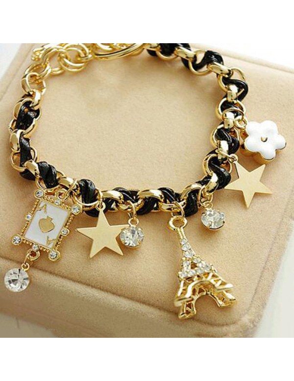 Jewels Galaxy Gold Plated Black and White Eiffel t...