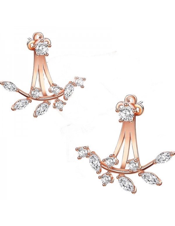 Jewels Galaxy Rose Gold Plated Rose Gold Toned Contemporary Jacket Earrings