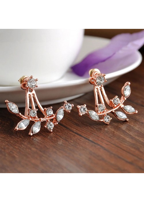 Jewels Galaxy Rose Gold Plated Rose Gold Toned Contemporary Jacket Earrings