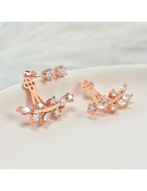 Jewels Galaxy Rose Gold Plated Rose Gold Toned Contemporary Jacket Earrings
