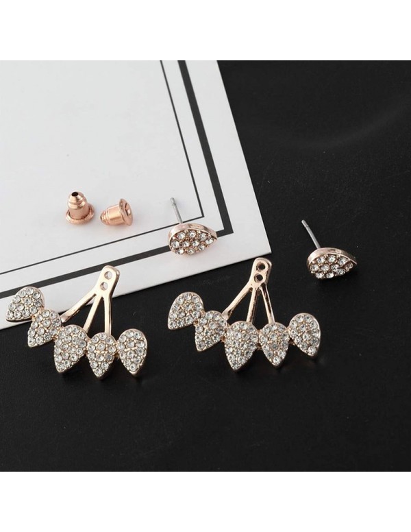 Jewels Galaxy Gold Plated Leaf Themed Jacket Earrings