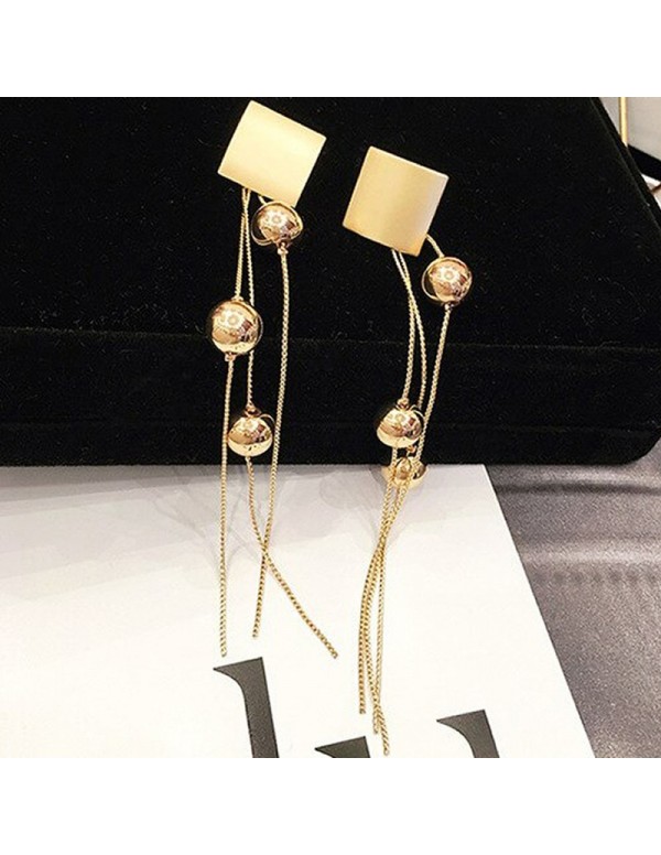 Jewels Galaxy Gold Plated Long Square Tassel Earrings