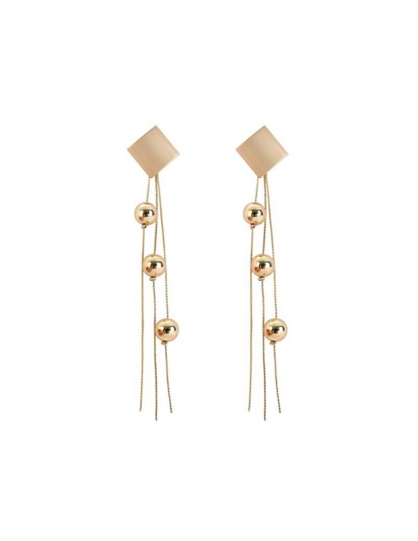 Jewels Galaxy Gold Plated Long Square Tassel Earrings