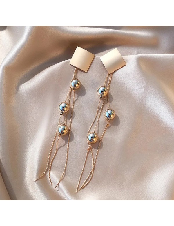 Jewels Galaxy Gold Plated Long Square Tassel Earrings