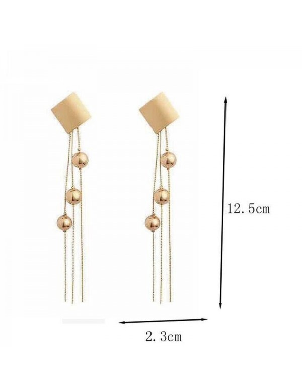Jewels Galaxy Gold Plated Long Square Tassel Earrings