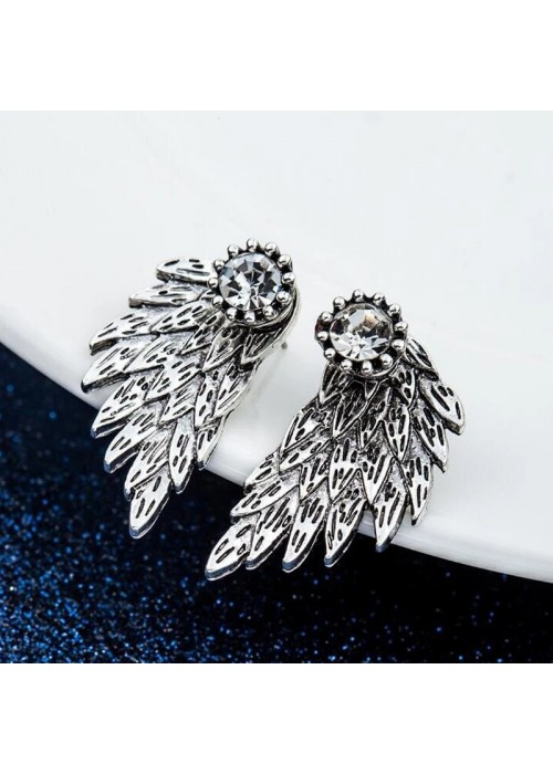 Jewels Galaxy Silver Plated Wings Of Hope themed Contemporary Stud Earrings