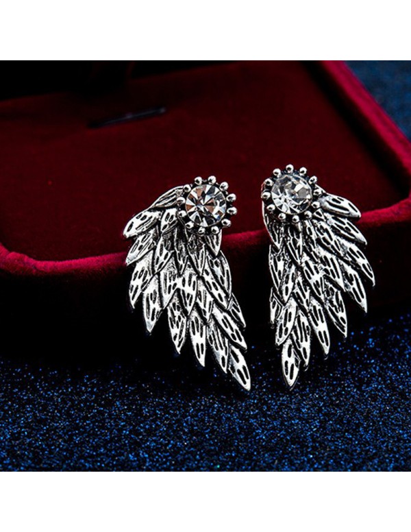 Jewels Galaxy Silver Plated Wings Of Hope themed Contemporary Stud Earrings