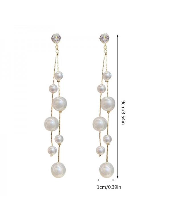 Jewels Galaxy Gold Plated Pearl Studded Contemporary Drop Earrings