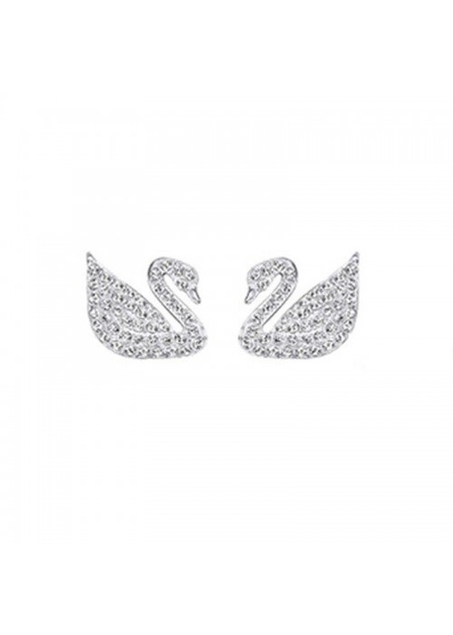 Jewels Galaxy Silver Plated Silver Toned Swan inspired Stud Earrings